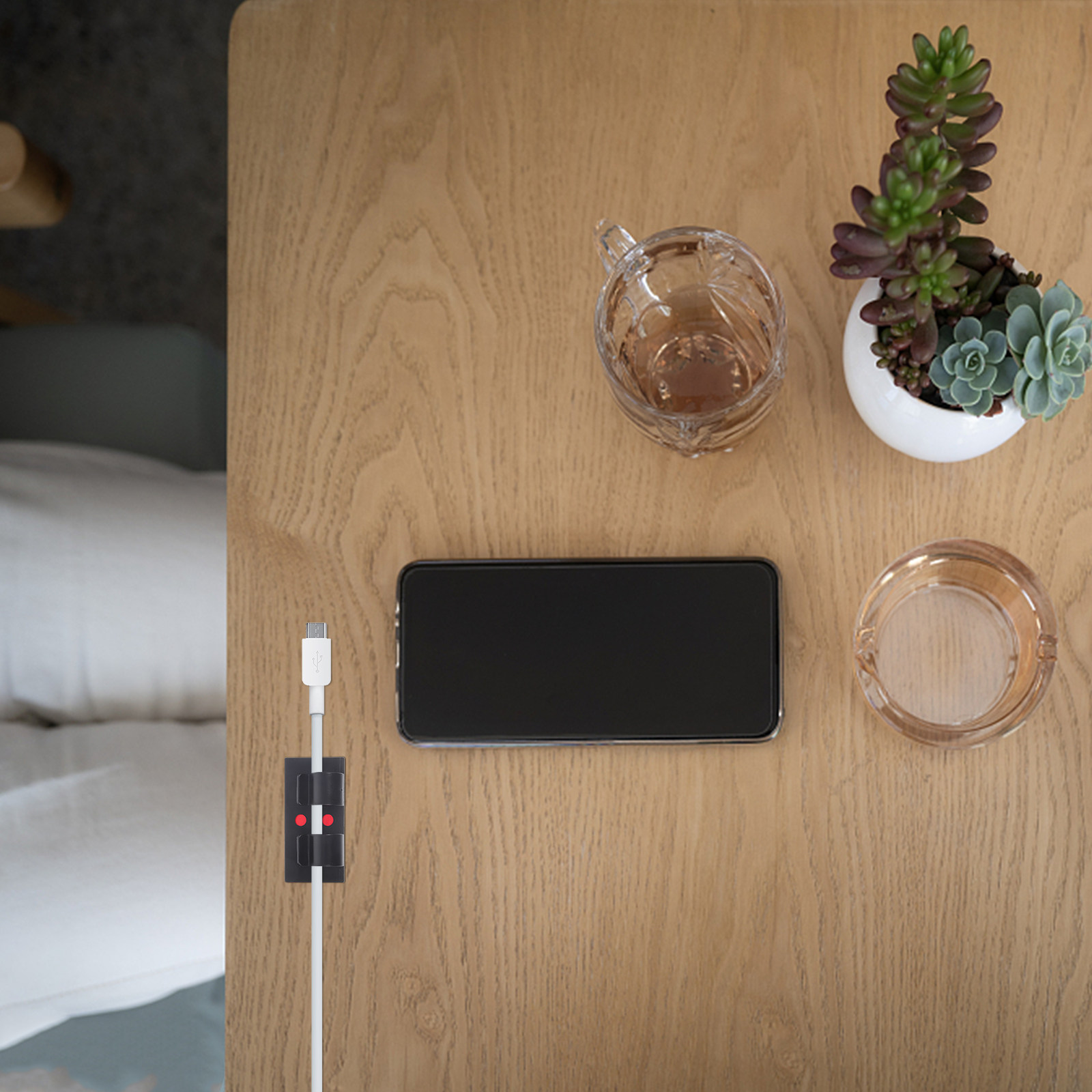 Outdoor Use Power Strip - 25 ชิ้น คลิปหนีบสายไฟแบบมีกาว ที่จัดระเบียบสายไฟ ที่ยึดสาย สำหรับสายชาร์จ