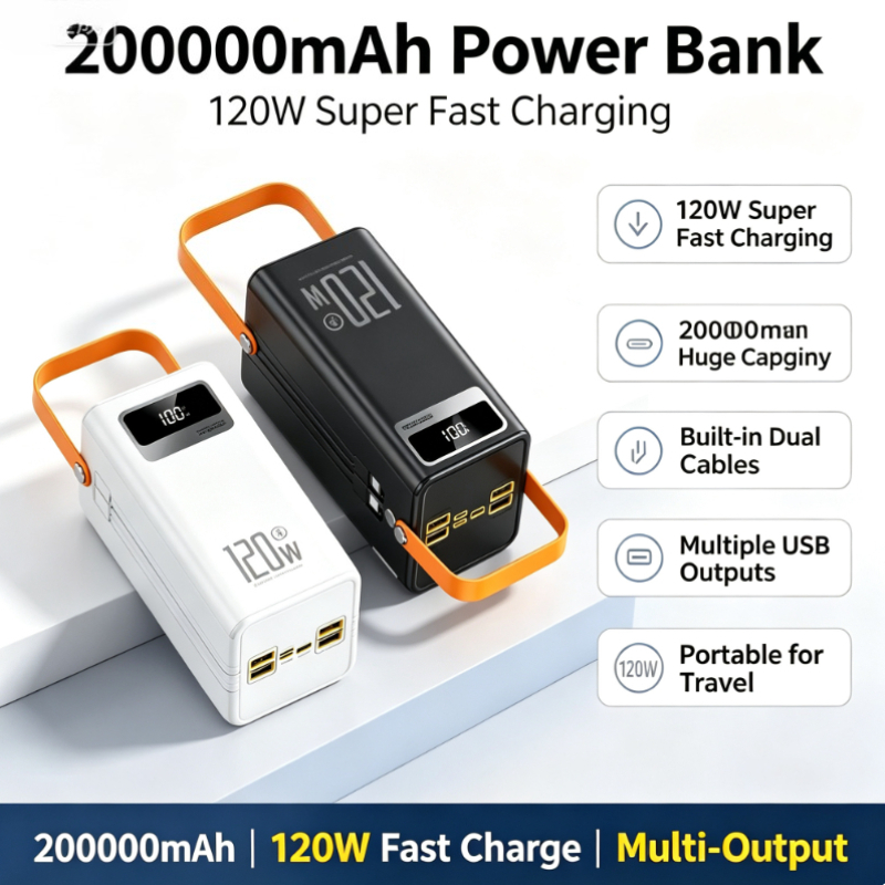 Outdoor Power Adapter Usb C - พาวเวอร์แบงค์ชาร์จเร็ว 120W ความจุ 500000mAh แบตเตอรี่สำรองภายนอกสำหรับใช้งานกลางแจ้ง เหมาะสำหรับการตั้งแคมป์